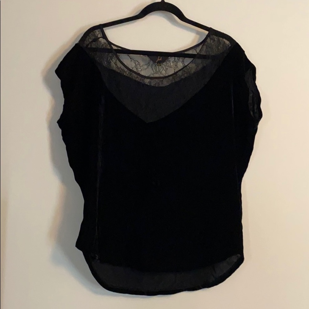 Black velvet and lace top